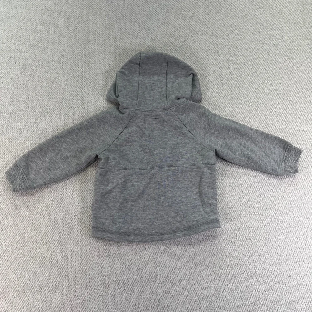 OshKosh B'gosh Hoodie Kids 12m Gray Raglan Long Sleeve Pullover Toddle Casual‎